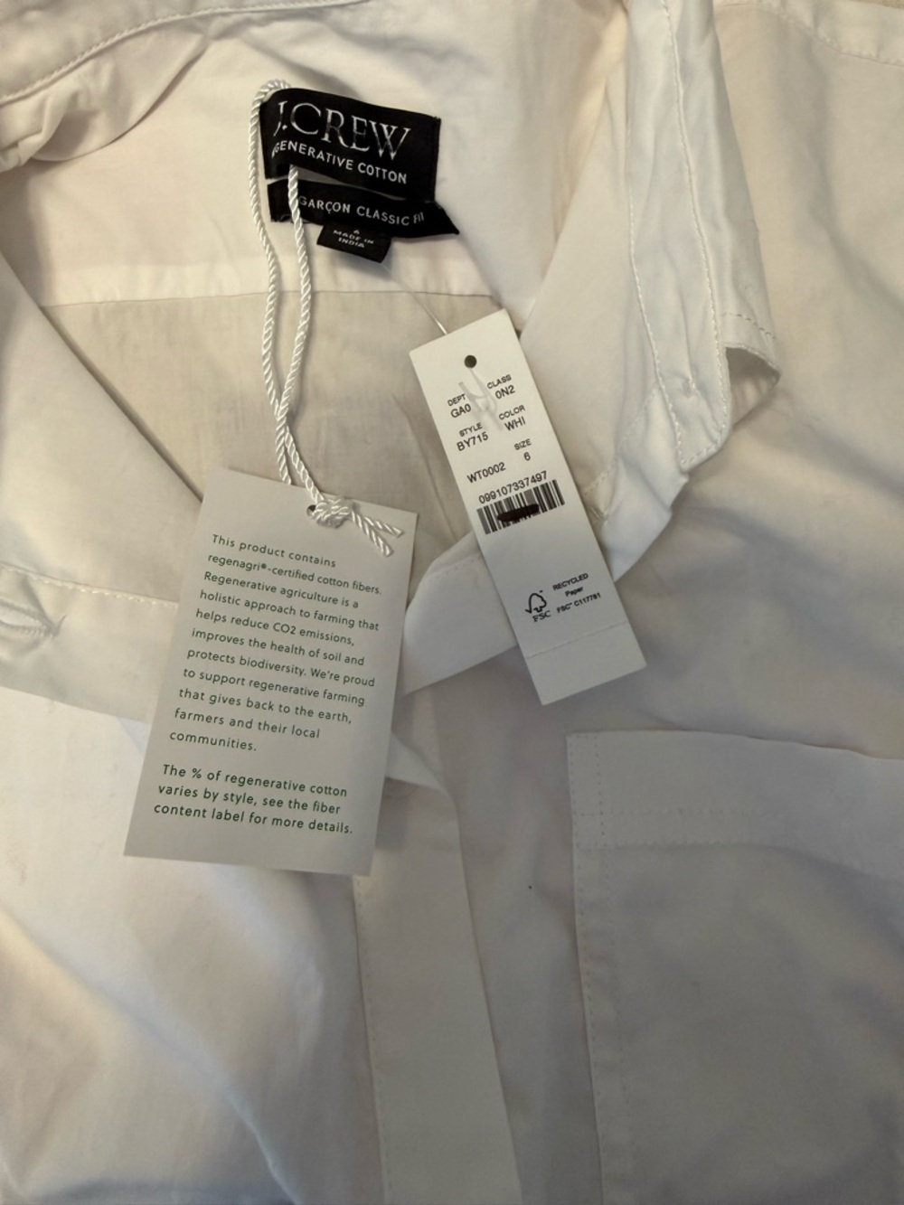J. Crew Women’s Long Sleeve Garçon Poplin Button Down Blouse NWT 6 White - Picture 7 of 11